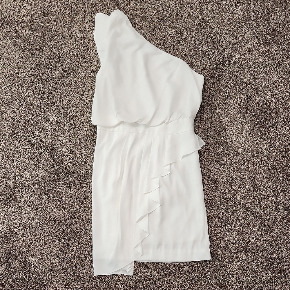 BCBGeneration White One-Shoulder Sheath Dress